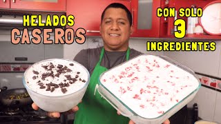 HELADO casero con 3 INGREDIENTES y de 3 SABORES Sin Máquina ¡Receta Super fácil y Barata🍧😍🍨 [upl. by Ahtaga504]