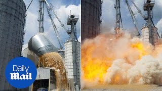 Shocking moment grain store explodes after collapsing  Daily Mail [upl. by Delfine505]