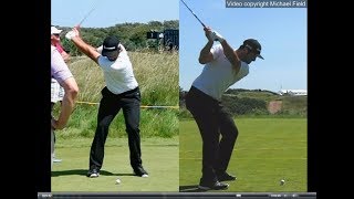 Jon Rahm golf swing  Long Iron faceon amp downtheline July 2017 [upl. by Lovering]