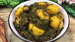 Aloo Palak Recipe • Saag Aloo Recipe • How To Make Spinach And Potato Curry • Indian Spinach Recipe [upl. by Aver887]