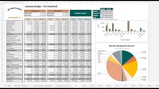 Biweekly amp Monthly Paycheck Budget Spreadsheet  Demo [upl. by Yemac26]