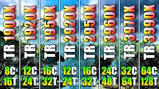 Ryzen ThreadRipper 1900X vs 1920X vs 1950X vs 2920X vs 2950X vs 3960X vs 3970X vs 3990X  RTX 3080 [upl. by Hepza]