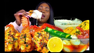 SEAFOOD BOIL MUKBANG LOBSTER TAIL MUKBANG SEAFOOD ALFREDO  CHEESE SAUCE MUKBANG [upl. by Adiuqram99]