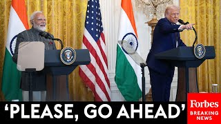 BREAKING NEWS Trump Indias Modi Take Questions From Reporters At White House Press Briefing [upl. by Nerrawed81]