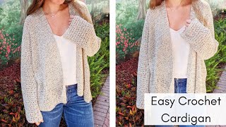 Easy Beginner Crochet Cardigan Tutorial  Free Crochet Pattern [upl. by Ennahtebazile158]