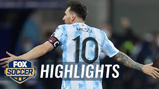 Lionel Messi buries unreal free kick dazzles in Argentinas 30 win  2021 Copa América Highlights [upl. by Harelda]