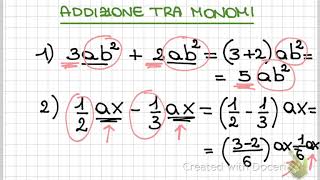 Addizione algebrica tra monomi [upl. by Aicillyhp]