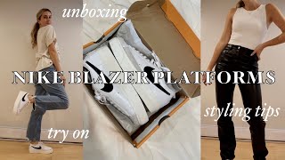 UNBOXING NIKE BLAZER LOW PLATFORM on feet  how to style [upl. by Eelah336]