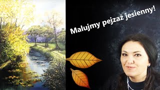 Malarstwo akrylowe  jesień  pejzaż [upl. by Enerehs62]