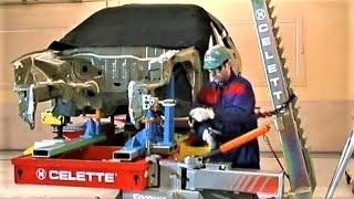 Celette frame machine and MZ jigs tutorial universal jig measuring system collision repair [upl. by Vtehsta712]