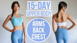 15 MIN ARMS BACK amp CHEST  15Day Upper Body Transform Program  Emi [upl. by Simaj]