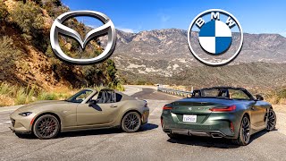 Mazda MX5 RF ND3 vs BMW Z4 M40i Manual  Rare Breeds  Everyday Driver [upl. by Dlaner]