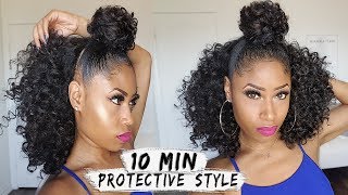 EASY 10MIN BUN  HALF DOWN CURLY STYLE  hair howto [upl. by Donelle]