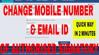 How to change Mobile Number and email id of authorised signatory in GST How 2 add new mobile in GST [upl. by Lalise]