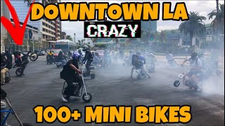 MINI BIKE TAKEOVER THE STAPLE CENTER DOWNTOWN LA RIDEOUT [upl. by Inaffit]