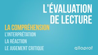 Lévaluation de lecture  la compréhension  Français  Alloprof [upl. by Romilly348]