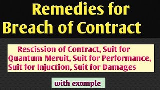 Remedies for Breach of Contract  Types Breach of Contract Business Law  Suit for Quantum Meruit [upl. by Lacsap]