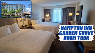 2 QUEEN BED WITH TUB ROOM TOUR AT HAMPTON INN AND SUITES ANAHEIM GARDEN GROVE [upl. by Yerot]