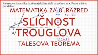 Talesova teorema – Zadatak 1  Matematika za 8 razred [upl. by Kacy836]