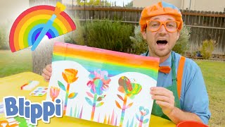 Blippi Creates Spin Art amp Paints  Learns Rainbow Colors For Kids  Educational Videos For Toddlers [upl. by Dallis]