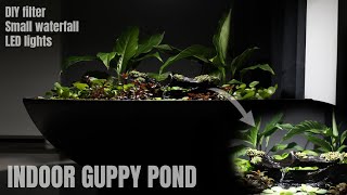 HOW TO INDOOR GUPPY POND  The Making Of  Step By Step LED LightsDIY Filter And Small Waterfall [upl. by Annairdua]