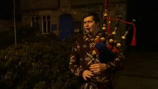 Scottish Bagpipes Music On Hogmanay In Scotland [upl. by Karol]