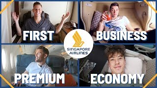 AMAZING Singapore Airlines Flight In All Four Classes First Class Business Premium amp Economy [upl. by Harlene]