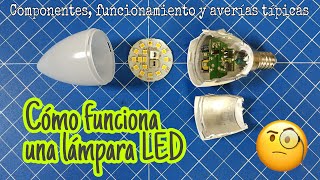 CÓMO FUNCIONA UNA BOMBILLA LED  COMPONENTES Y AVERÍAS TÍPICAS [upl. by Petrine]