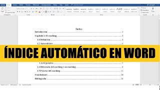 CÓMO HACER EL ÍNDICE AUTOMÁTICO EN WORD FÁCIL Y RÁPIDO [upl. by Anivlem407]