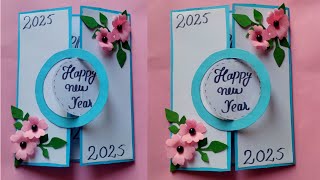 How To Make Simple And Beautiful Greeting Card  New Year Card Making Ideas New Year Greeting Card [upl. by Ahsa57]