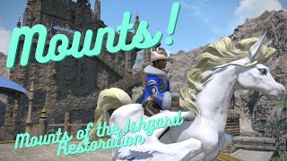 FFXIV  Ishgard Restoration Mounts  Albino Karakul Ufiti Megalotragus and Pegasus [upl. by Aztinad]