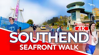 SOUTHEND ON SEA  Seafront Tour of Southend On Sea Essex England in 4K [upl. by Anilyx996]