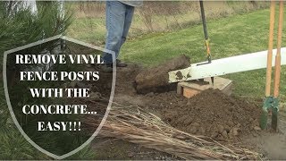 Remove Vinyl Fence Posts WITH Concrete SUPER EASY [upl. by Essam]