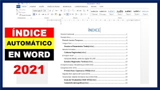 2021 Como hacer un índice automático en Word [upl. by Yelsehc]