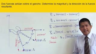 VÍDEO 03  Calculando la magnitud y dirección de una fuerzavector resultante [upl. by Trudnak]