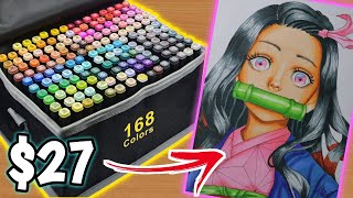 I bought the CHEAPEST 168 ALCOHOL MARKERS  UNBOXING amp DRAWING TEST [upl. by Trumaine]