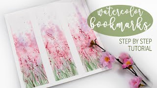 DIY watercolor BOOKMARKS  spring meadow  REAL TIME easy tutorial for beginners [upl. by Gabie]