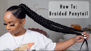 How To Sleek Ponytail With 3 Braids  Beginner Friendly [upl. by Isawk]