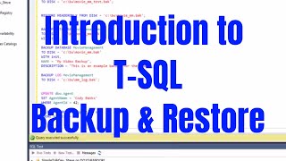 Introduction to SQL Server Backup and Restore Using TSQL [upl. by Velda]