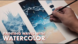 WATERCOLOR TUTORIAL  How to Paint Waves [upl. by Attekram]