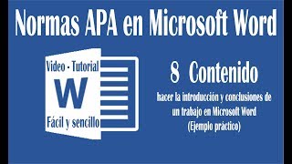 Vídeo 8 hacer introducción y conclusión en un trabajo de Word según normas APA sexta edición [upl. by Sandro]