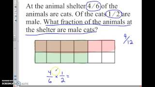 multiplying fractions word problems 5NFB6 [upl. by Elburr]