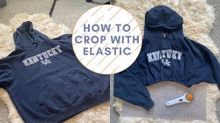 HOW TO PUT ELASTIC WAISTBAND IN HOODIE  DIY CROP HOODIE EASY [upl. by Jeromy]