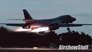 B1 Lancer Night Afterburner Takeoff and Spiral Climb  EAA AirVenture Oshkosh 2018 [upl. by Anneres]