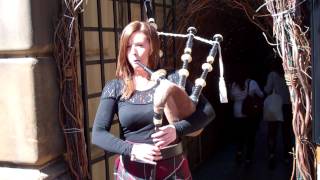 Female Scottish Bagpiper Festival Fringe Edinburgh Scotland [upl. by Giacobo]