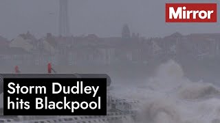 Storm Dudley batters the Blackpool coast [upl. by Rosa480]