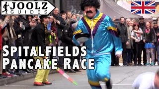 Great Spitalfields Pancake Race  London Uk [upl. by Rolyks]