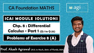 CA Foundation  Differential Calculus  PART 1  Exercise 8 A  Maths  ICAI Module Solutions [upl. by Sunil]