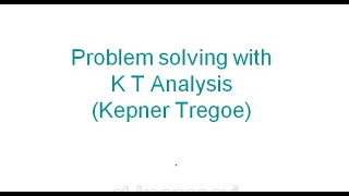 Kepner Tregoe analysis for problem solving in critical thinking [upl. by Hoover]