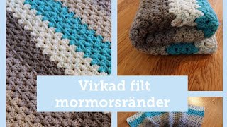 VIRKA babyfilt i mormorsränder  crochet grannystripe babyblanket swedish [upl. by Lessur]